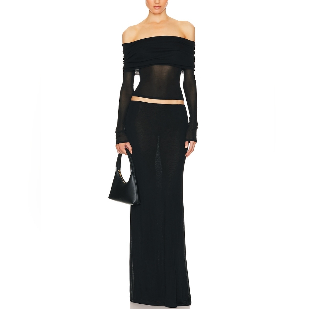 Helsa Sheer Knit Layered Maxi Skirt - Picture 1 of 6